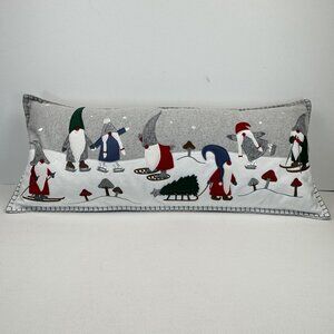 Christmas Gnomes Winter Scene Rectangular Throw Pillow Gray 10"x26" Storehouse